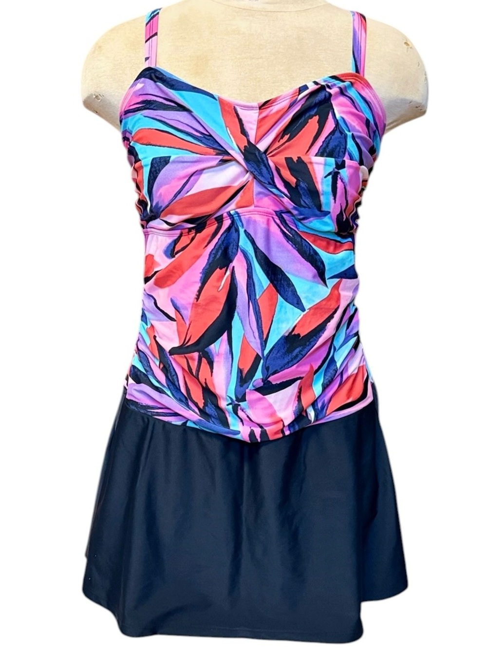 Vintage Venus Swim Dress One Piece Swimsuit Swimdress Abstract Colorful Print 14